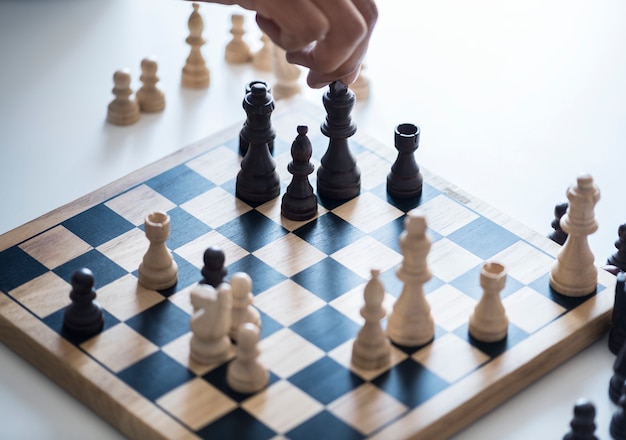 Foto grátis conceito de estratégia de negócio de jogo de xadrez