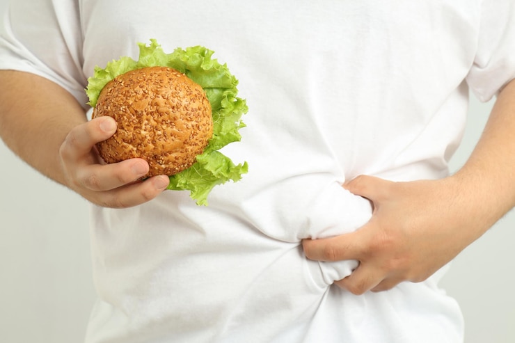 Foto grátis conceito de excesso de peso e junk food