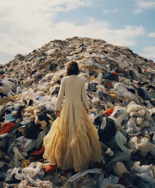 Foto grátis conceito de fast fashion com pilhas de roupas