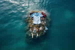 Foto grátis conceito de fast fashion com roupas no oceano