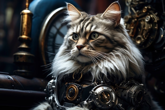 Foto grátis conceito de gato futurista