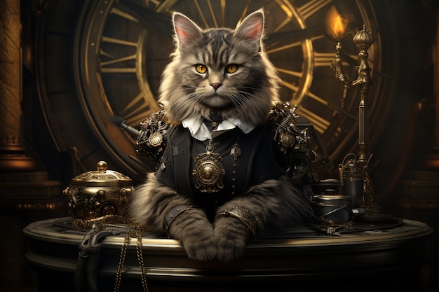 Foto grátis conceito de gato futurista