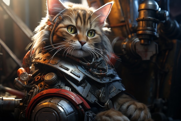 Foto grátis conceito de gato futurista