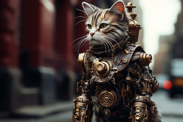 Foto grátis conceito de gato futurista