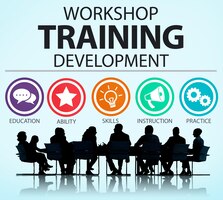 Conceito de instrução de desenvolvimento de ensino de treinamento de oficina