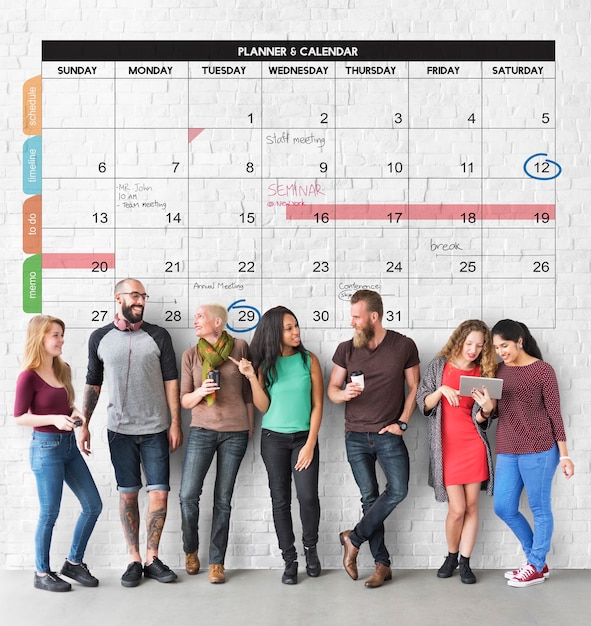 Conceito de lembrete de gerenciamento de organização do planejador de calendário