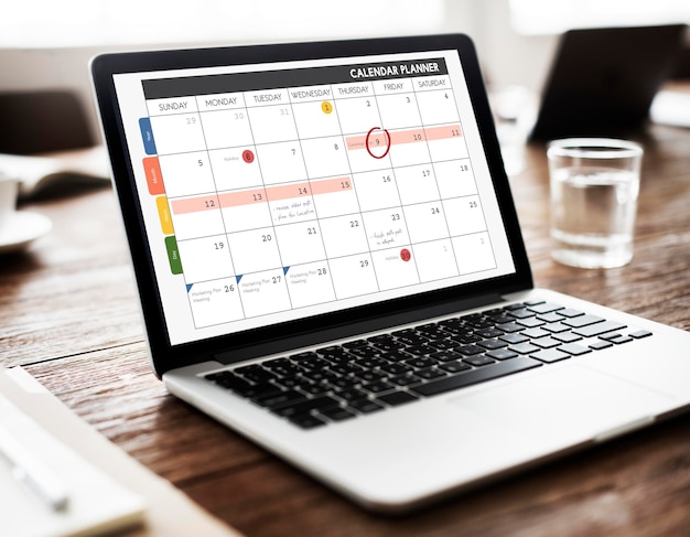 Foto grátis conceito de lembrete de gerenciamento de organização do planejador de calendário