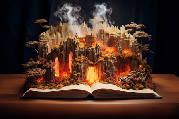 Foto grátis conceito de livro aberto para narrativa de ficção