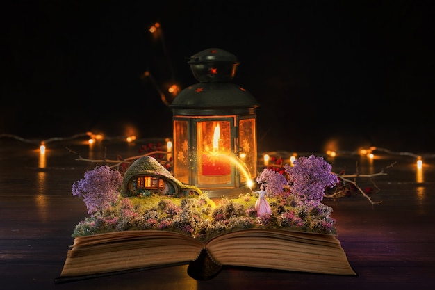 Foto grátis conceito de livro de conto de fadas mágico