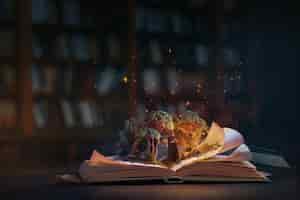 Foto grátis conceito de livro de conto de fadas mágico