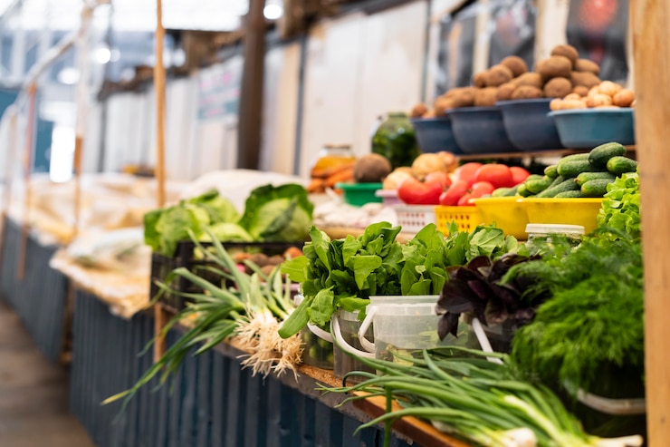 Foto grátis conceito de mercado com vegetais