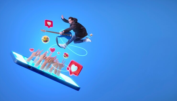 Conceito de mídia social com dispositivo