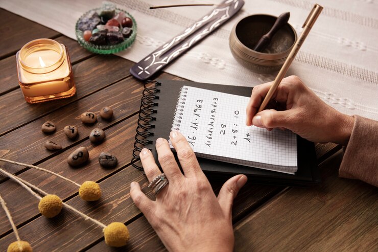 Foto grátis conceito de numerologia com escrita manual