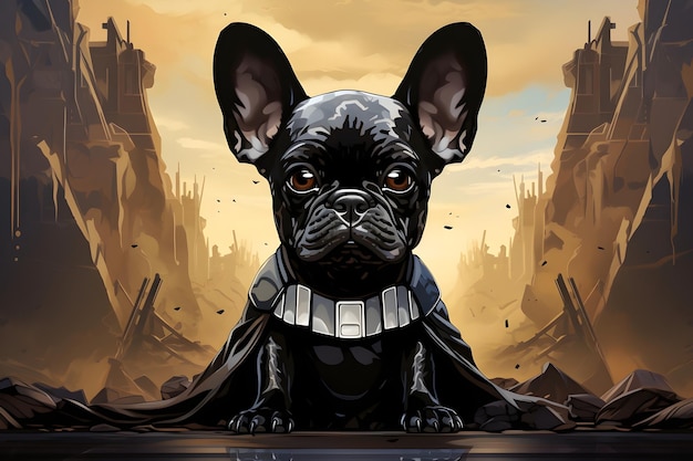 Conceito de personagem de desenho animado de cachorro preto