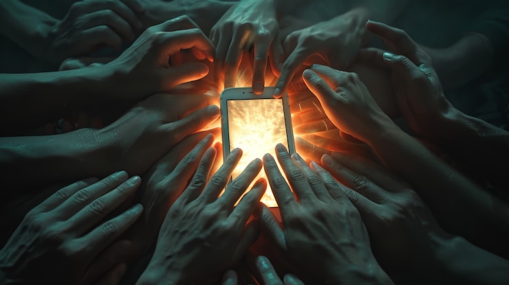 Foto grátis conceito de pessoa que sofre de ciberdoença e dependência de tecnologia