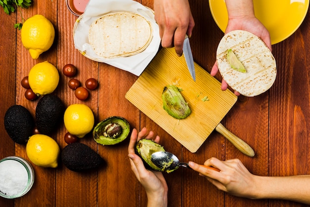 Conceito de preparação de comida mexicana