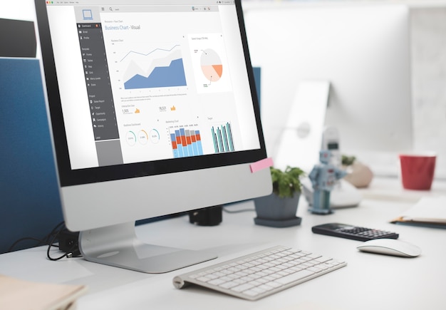 Conceito de relatório de gráficos visuais de gráfico de negócios
