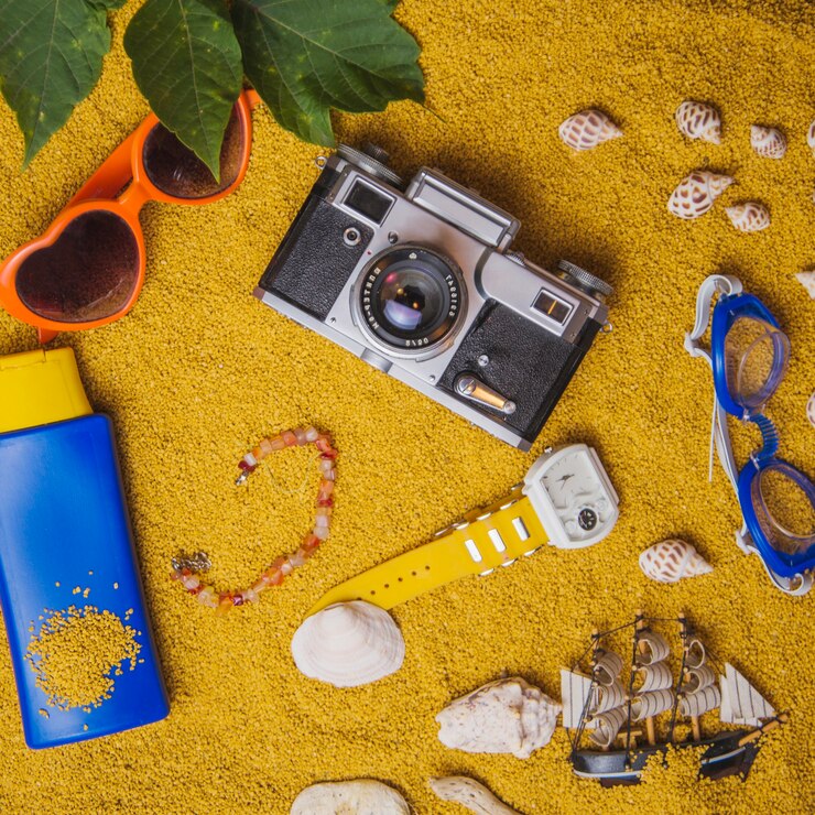 Foto grátis conceito de verão com objetos de praia