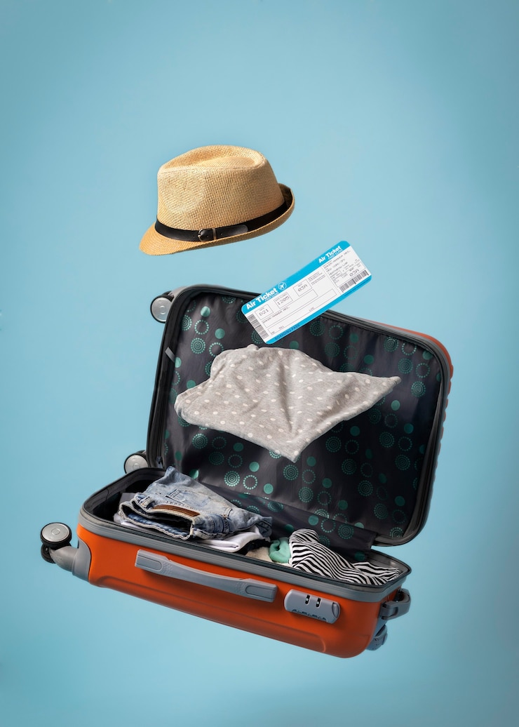 Foto grátis conceito de viagem com bagagem voadora