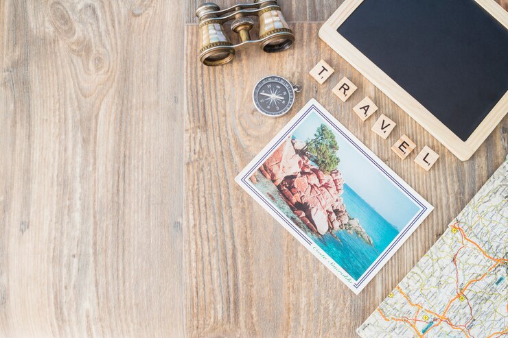 Foto grátis conceito de viagens com composição de vários elementos