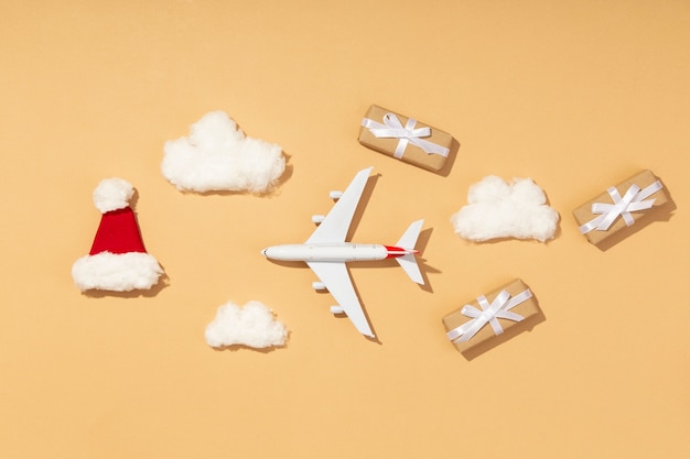 Conceito de viagens de natal com avião