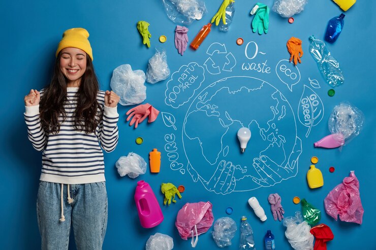 Foto grátis conceito de voluntariado para a proteção do meio ambiente com uma jovem ativista