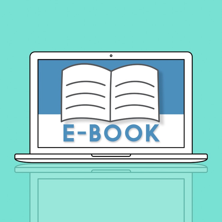 Foto grátis conceito gráfico de aprendizagem on-line do open pages book e-book