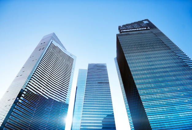 Foto grátis conceito pessoal da perspectiva da arquitetura da cidade do prédio de escritórios da arquitetura contemporânea