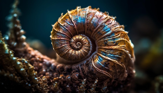 Foto grátis concha espiral uma bela lembrança de gastrópode gerada por ia