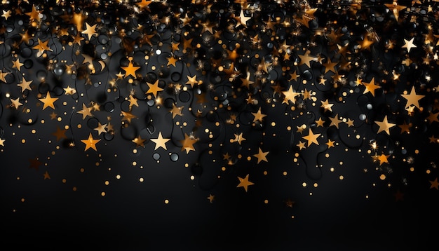 Confetes dourados brilhantes iluminam a celebração em forma de estrela abstrata gerada pela inteligência artificial