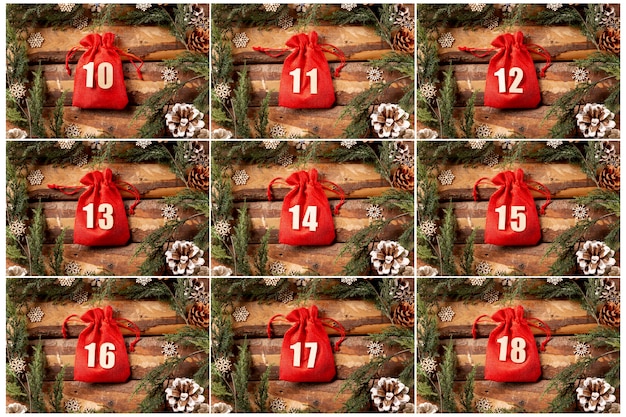 Conjunto de exibição de coleção de calendário do advento