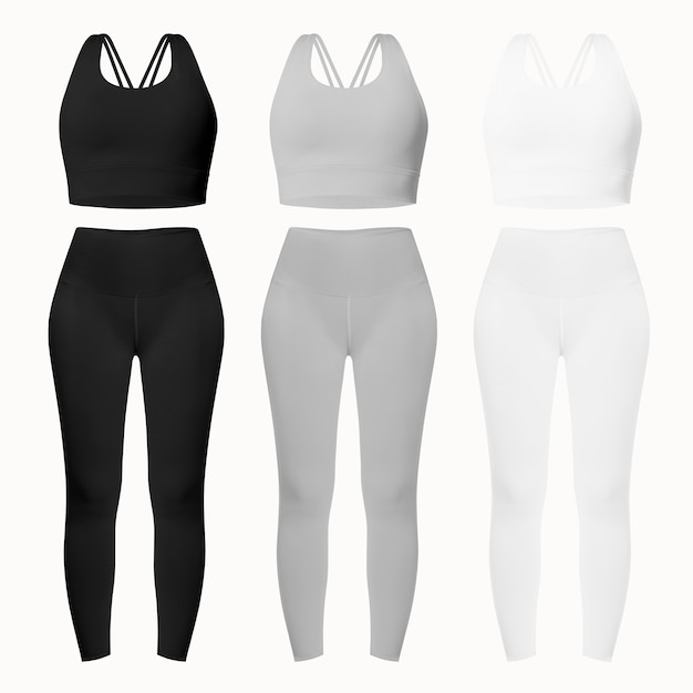 Conjunto de roupas esportivas básicas femininas com sutiãs e leggings