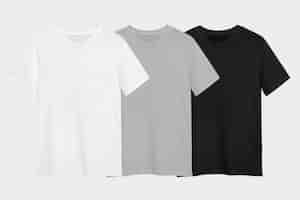 Foto grátis conjunto mínimo de camisetas para anúncio de vestuário