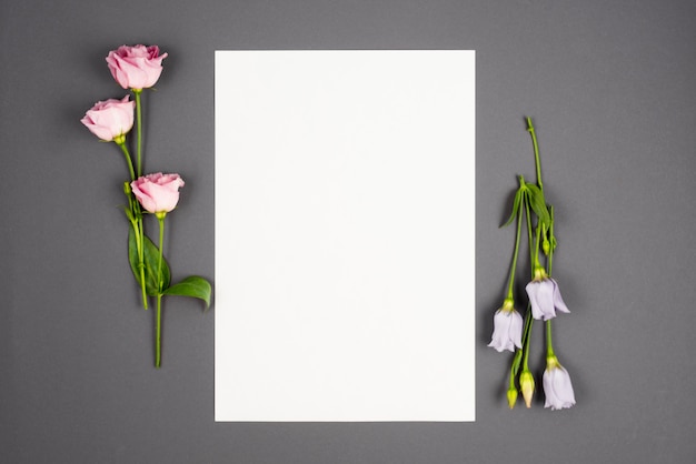 Conjuntos de flores pastel emoldurando o espaço vazio