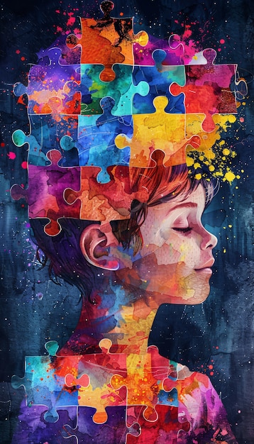 Foto grátis conscientização sobre o dia do autismo com um retrato colorido