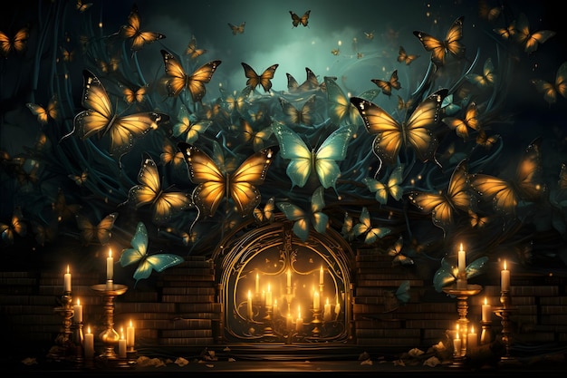 Foto grátis conto de fadas borboleta tema de livro fundo
