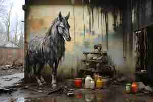 Foto grátis contos de grimm, obras de arte de parede de cavalos