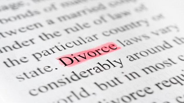 Contrato de divórcio em close-up