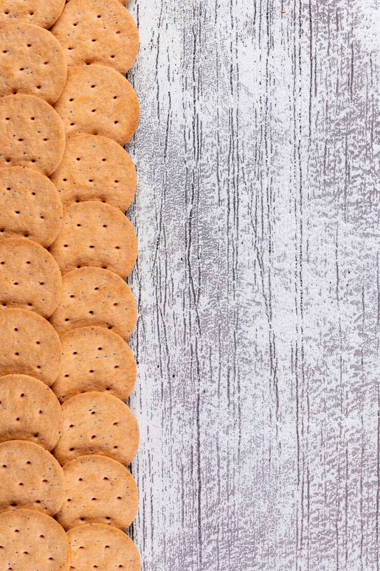Foto grátis cookies de vista superior com espaço de cópia na vertical de madeira branca