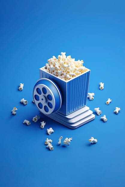 Foto grátis copo de pipoca de cinema 3d