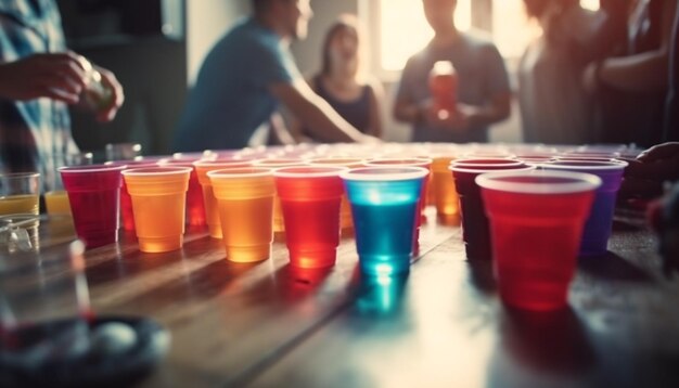 Foto grátis coquetéis multicoloridos na mesa celebram a diversão gerada pela ia