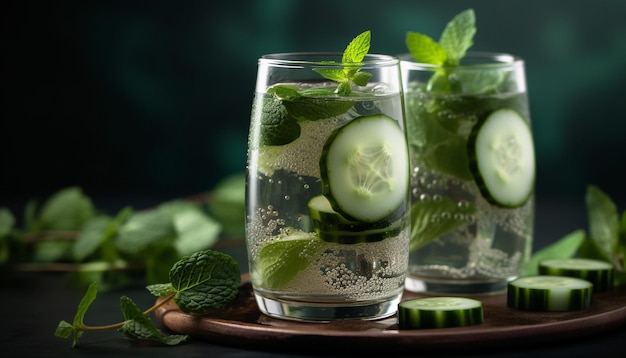 Coquetel de mojito fresco com limão e gelo gerado por IA