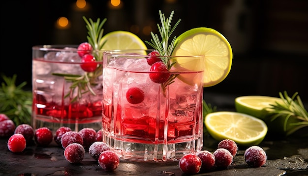 Foto grátis coquetel refrescante em mesa de madeira perfeito para o verão gerado pela ia