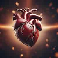 Foto grátis coração humano com veias em uma ilustração 3d de fundo escuro