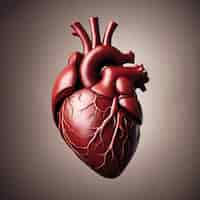 Foto grátis coração humano em fundo cinza ilustração 3d espaço de cópia