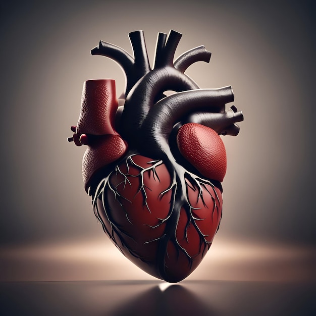 Coração humano em um fundo escuro ilustração 3d renderização em 3d