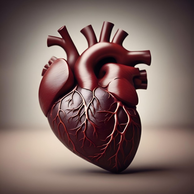 Foto grátis coração humano em uma ilustração 3d de fundo cinza imagem tonificada