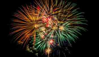Foto grátis cores brilhantes explodindo em fogos de artifício vibrantes gerados por ia
