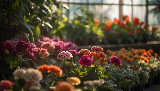 Cores vibrantes de flores em um prado gerado por IA