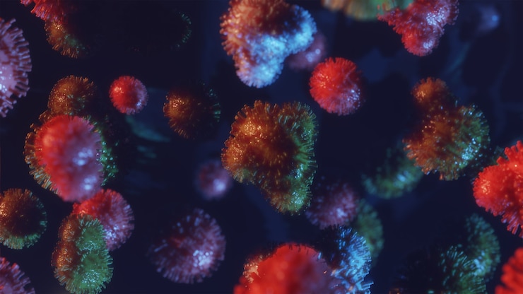 Foto grátis corona virus flu ncov 2019 crise mundial de saúde celular. renderização 3d de coronavírus